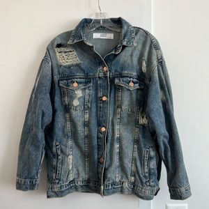 Zara Basice Denim Distressed Denim Jacket
